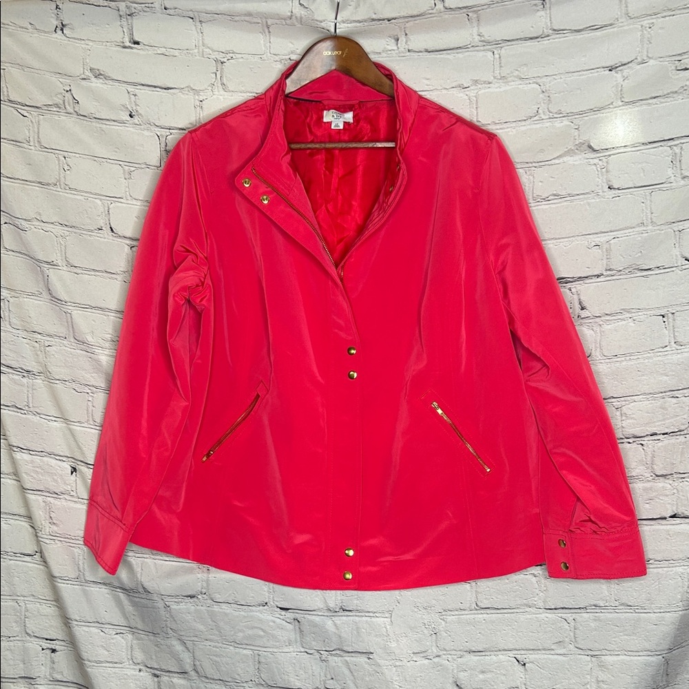 Crown & Ivy Vibrant Pink Gold Accent Jacket Size 2X Excellent Condition